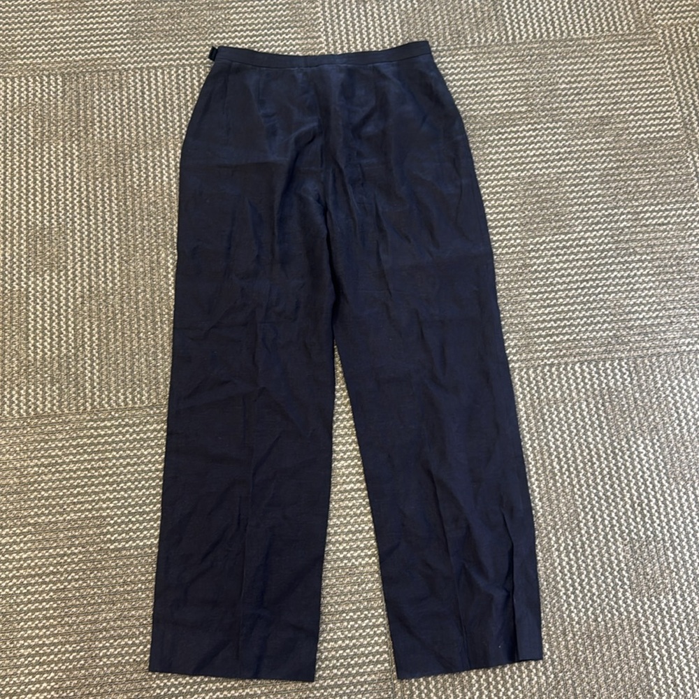 MaxMara Puro Lino Vintage Navy 100% Linen Wide Leg Trousers, size 10/12. - Picture 7 of 7